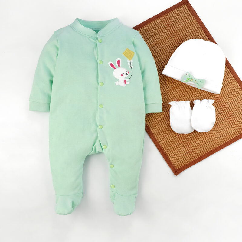 DANLINIA - 3PC SLEEPSUIT, MITTEN & CAP SET (Girls, 0-3 Months) - B & T ...